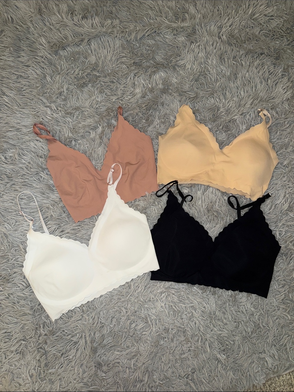 Seamless Scallop Sports Bra Bundle - Black, White, Blush, and Nude